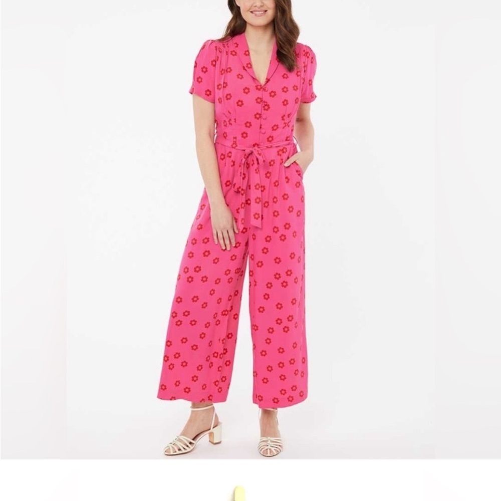 1940’s Style Jumpsuit Vibrant Pink Floral Joanie Clothing